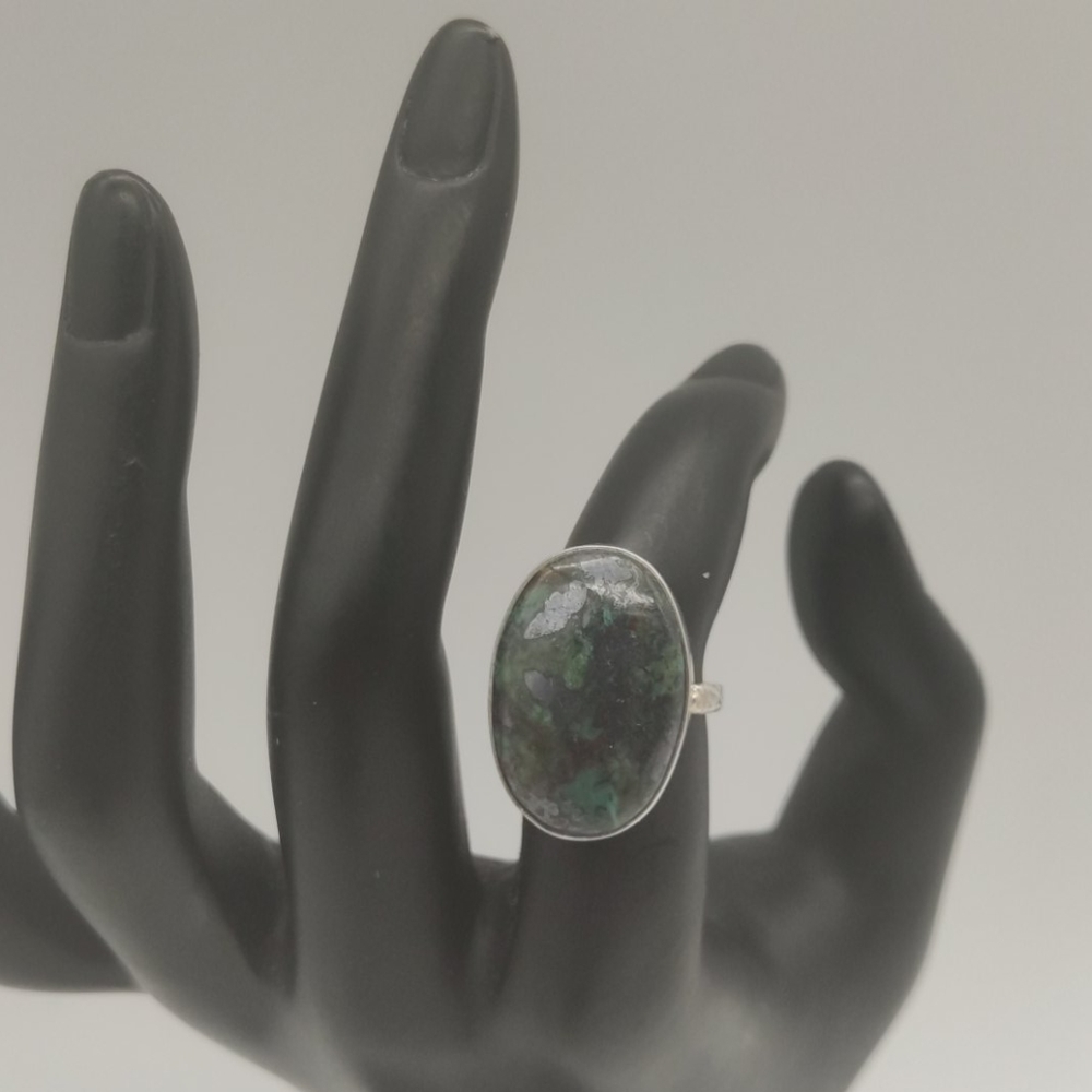 Azurite Chrysocolla Stone Silver Ring 💎